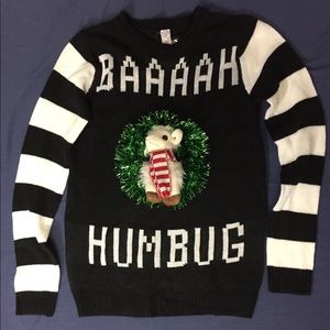 Baah Humbug 3D Junior Sweater with stuffed lamb